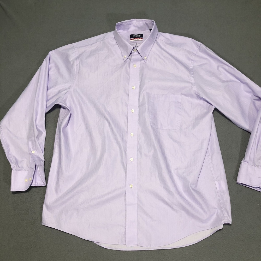 Chaps Shirt Mens XL Purple Easy Care Button Down Classiccore Preppy Long Sleeve